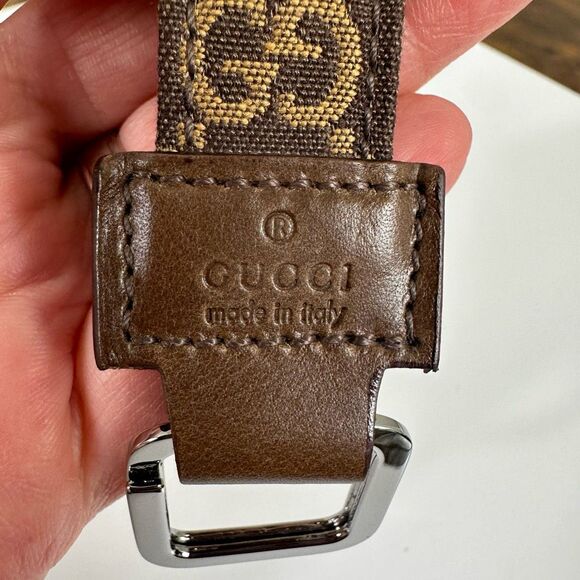 Gucci GG Canvas Leather Key Ring Charm With Boc - Picture 4 of 5